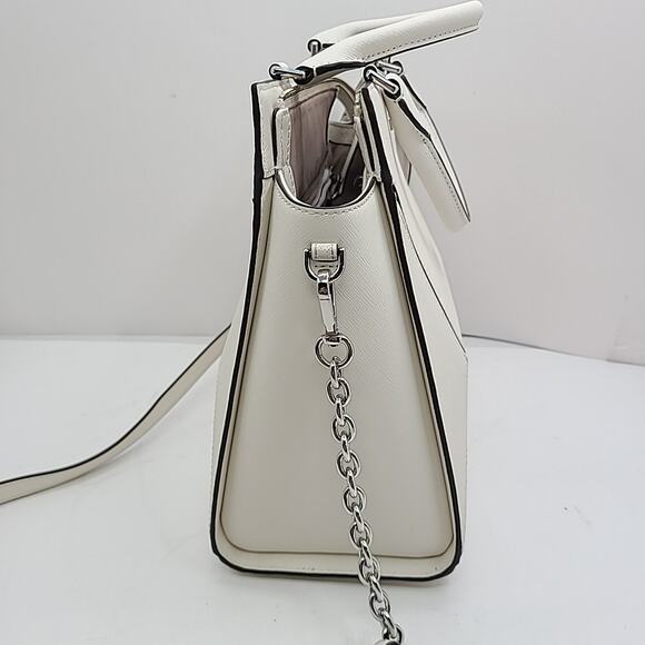 Michael Kors Prism Saffiano Leather Satchel Shoulder Bag White Purse 12 " - Picture 5 of 11